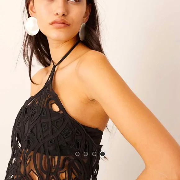 NWT ASOS EDITION embroidered halterneck top with cut out work - Picture 4 of 8
